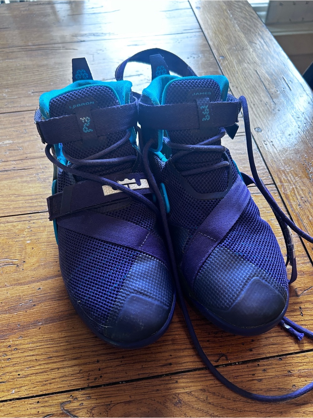 Nike Youth Purple & Teal Basketball Sneakers LeBron